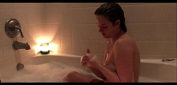  Teen Catherine Grey takes bubble bath